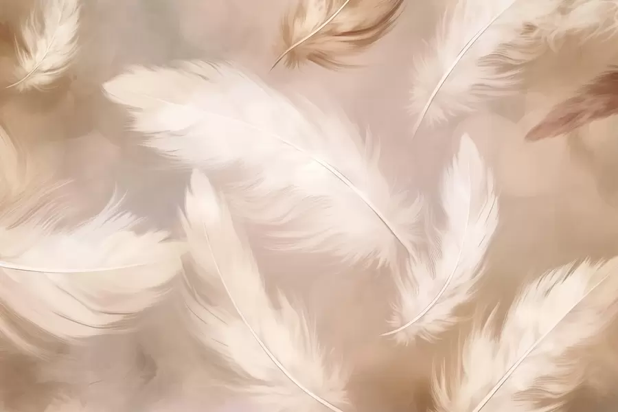 murales de pared Plumas grandes en beige w02601v1