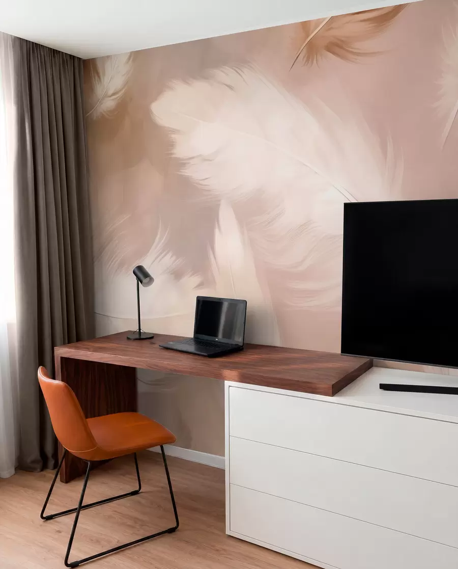 murales de pared Plumas grandes en beige w02601v1