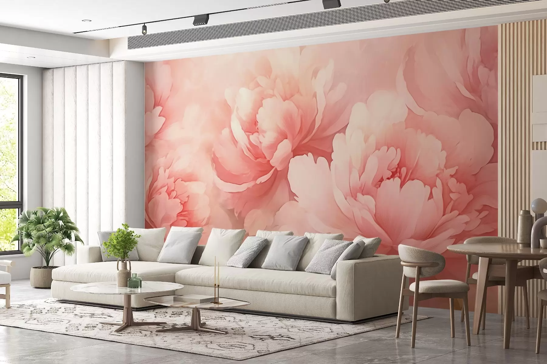 murales de pared Peonías grandes de color rosa w02603