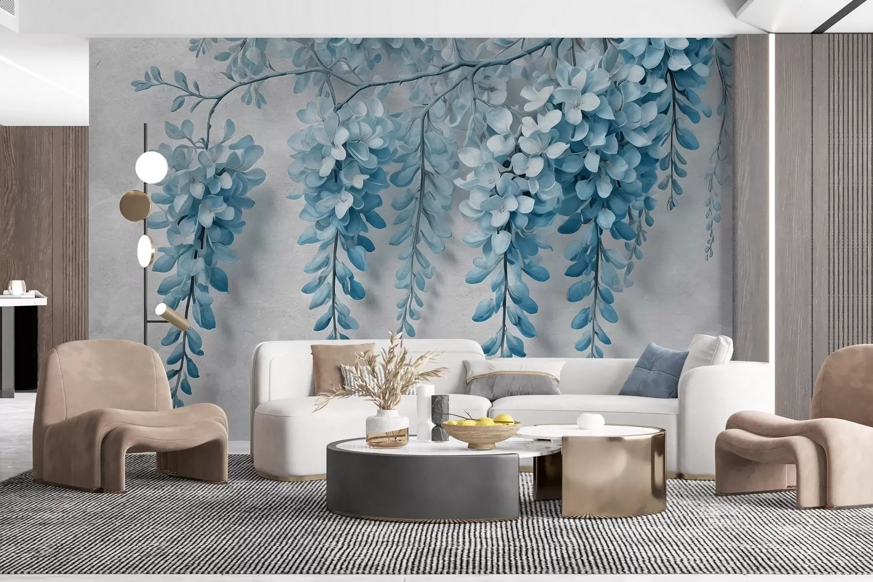 murales de pared Exuberante ramo de flores en una pared en estilo acuarela w02611v2