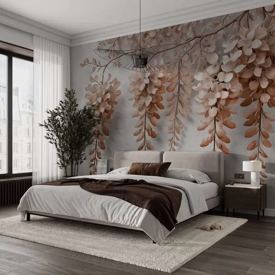 murales de pared Exuberante ramo de flores en una pared en estilo acuarela w02611v1