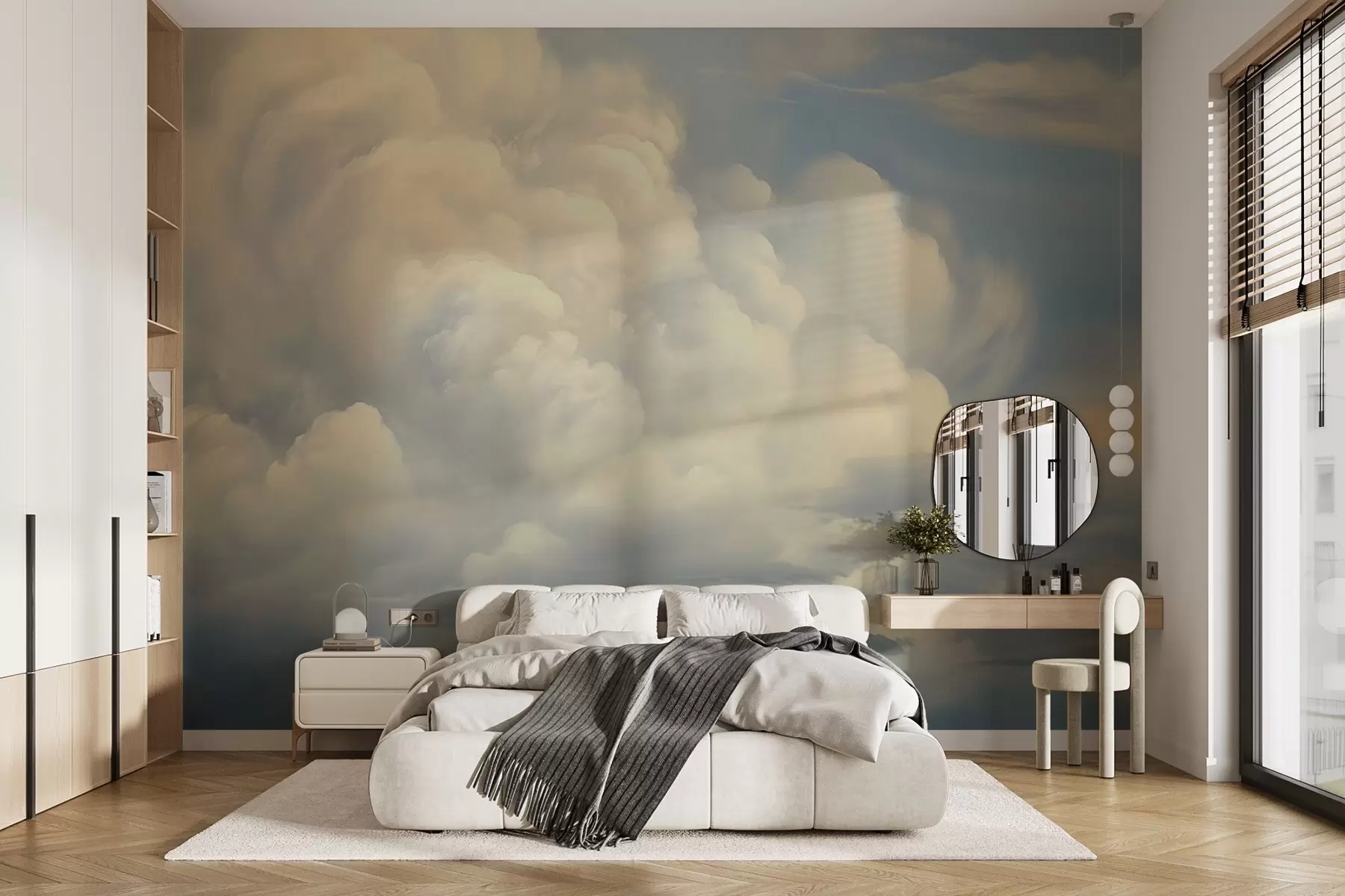 murales de pared Nubes blancas en el cielo imitación de pintura w02639
