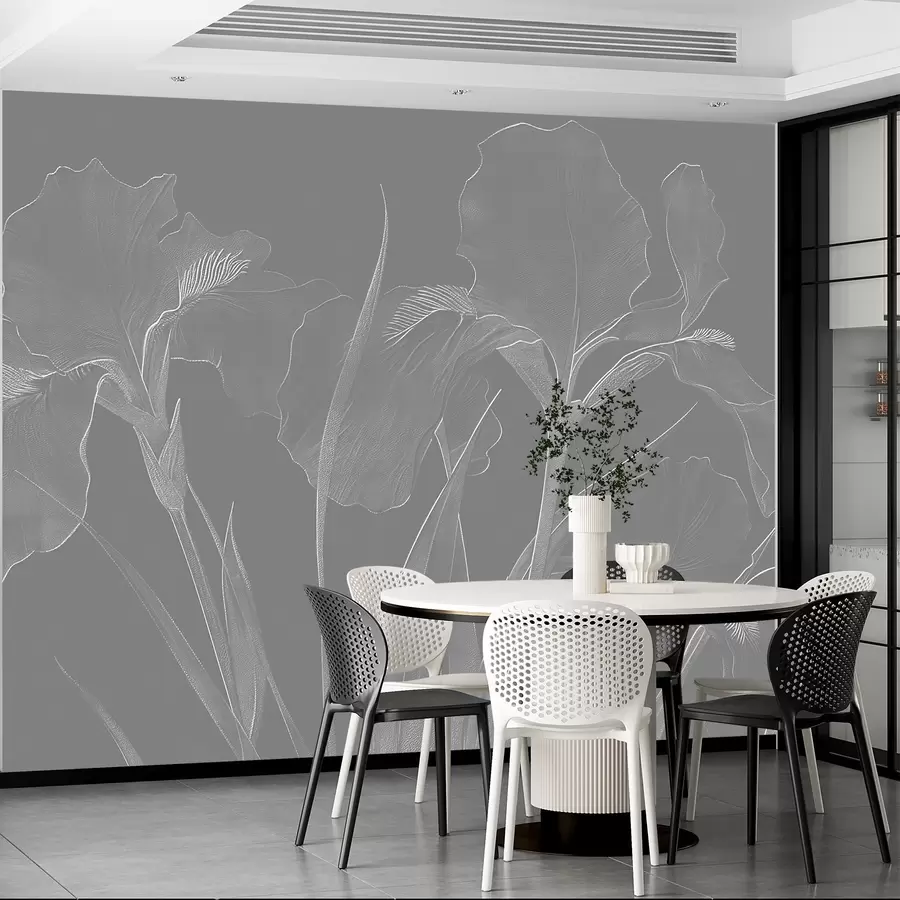 murales de pared Grabado con lirios w08575