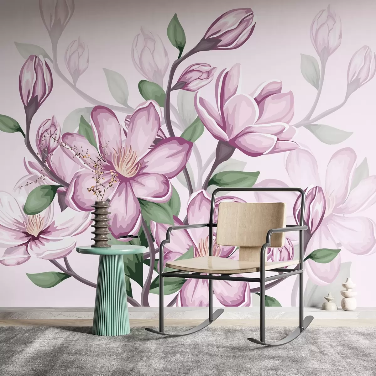 murales de pared grandes flores rosas w02663