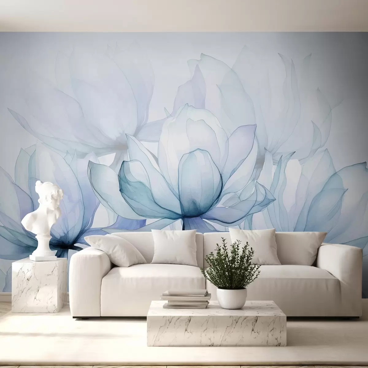 murales de pared grandes flores azules w02674v1