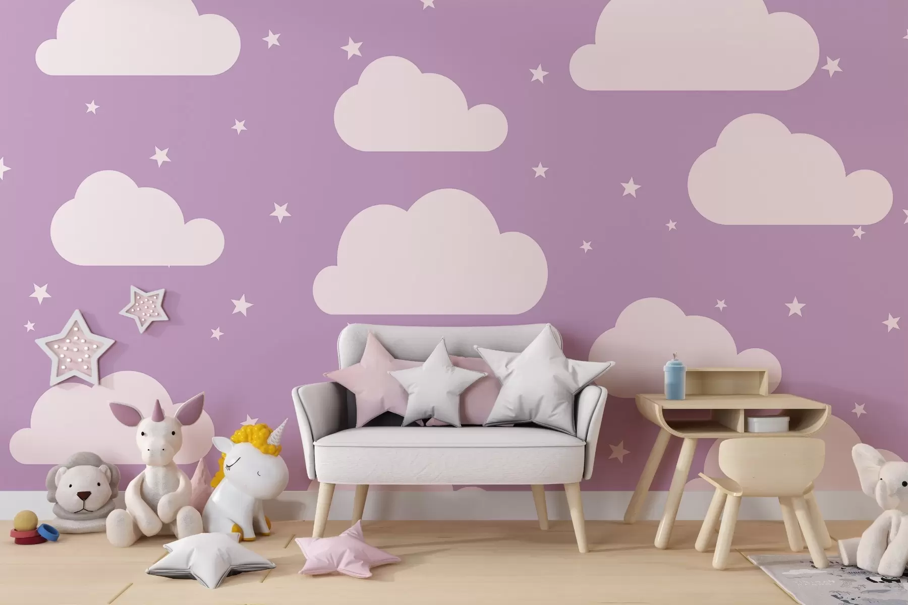 murales de pared Cielo estrellado en un tinte rosado w02649v3