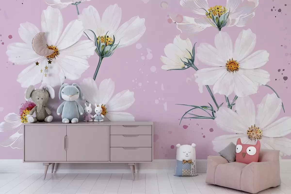 murales de pared Toque de Flor Rosa w02651