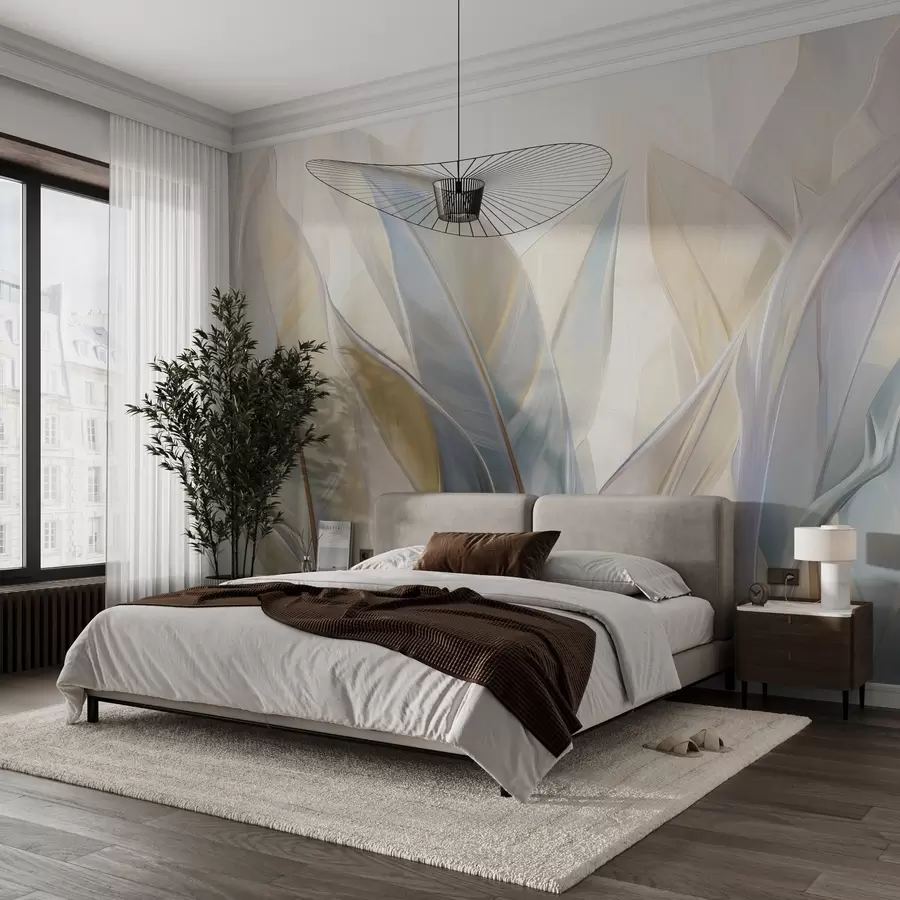 murales de pared Hojas multicolores estilizadas w02624v2