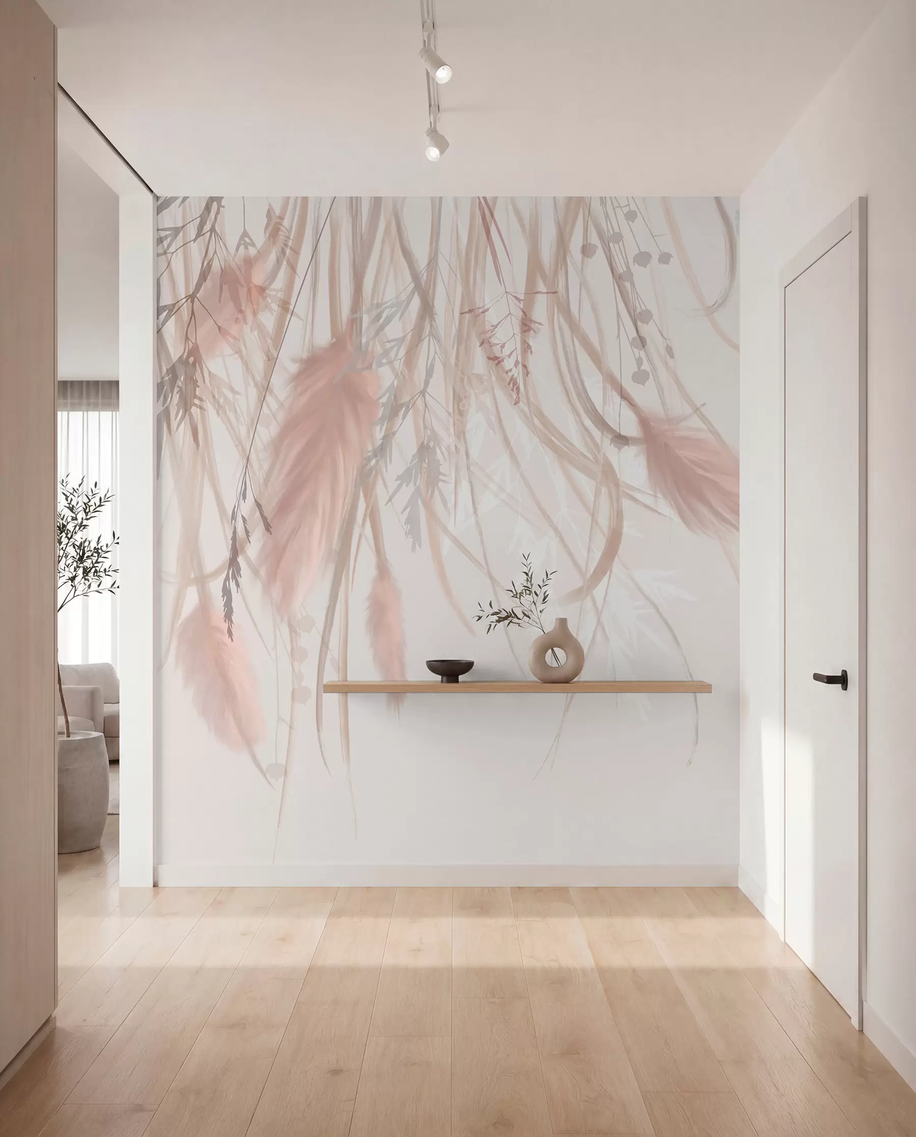 murales de pared Pampas rosadas w08611