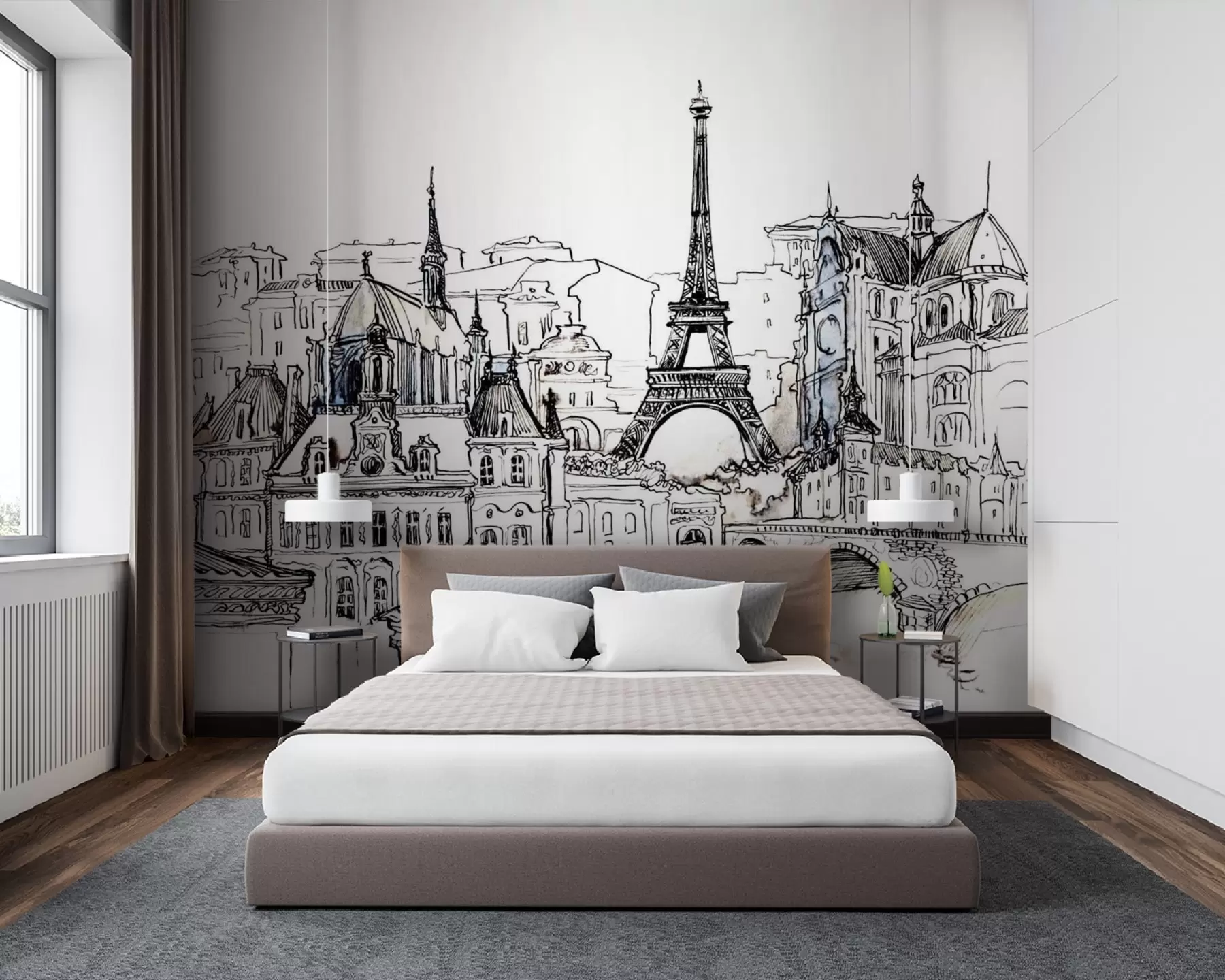 murales de pared Perfil artístico del horizonte parisino u77704