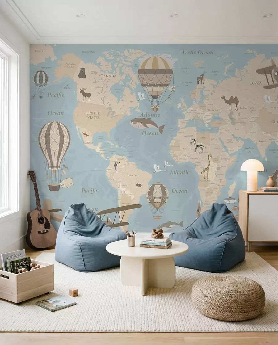 murales de pared Atlas de vuelos en inglés u36066v5