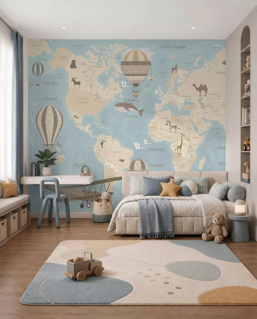 murales de pared Atlas de vuelos en inglés u36066v5