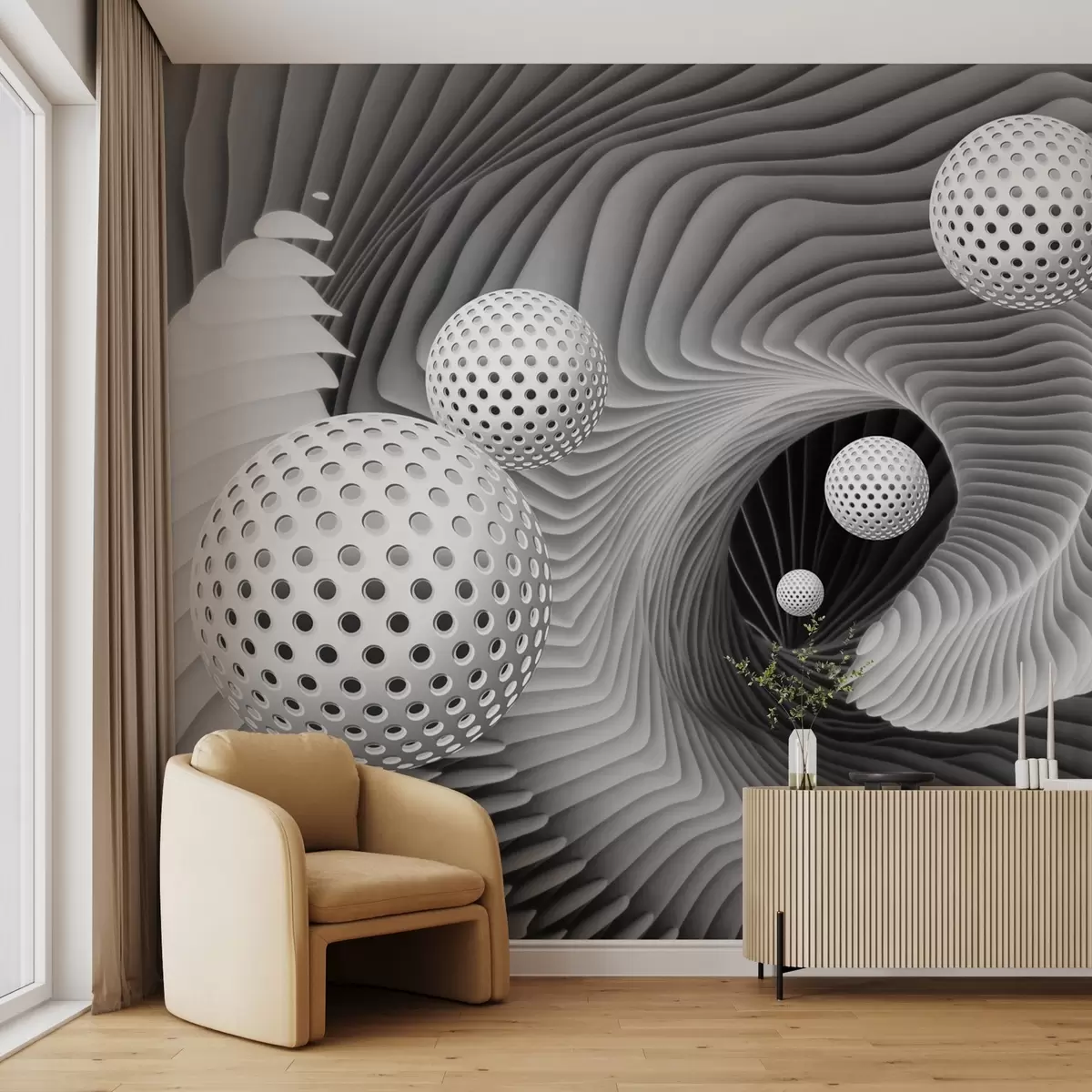 murales de pared Patrones abstractos con esferas flotantes u25846