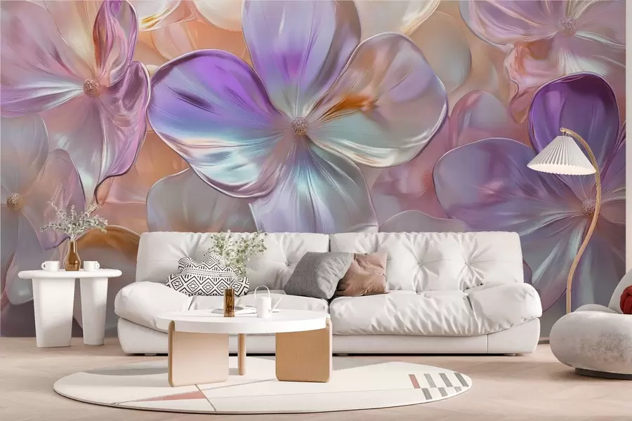 murales de pared encantadoras flores nacaradas w02762