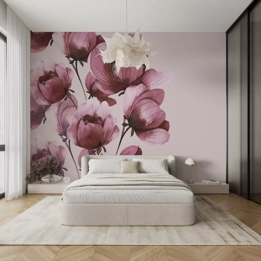 murales de pared exuberantes flores rosas w02801