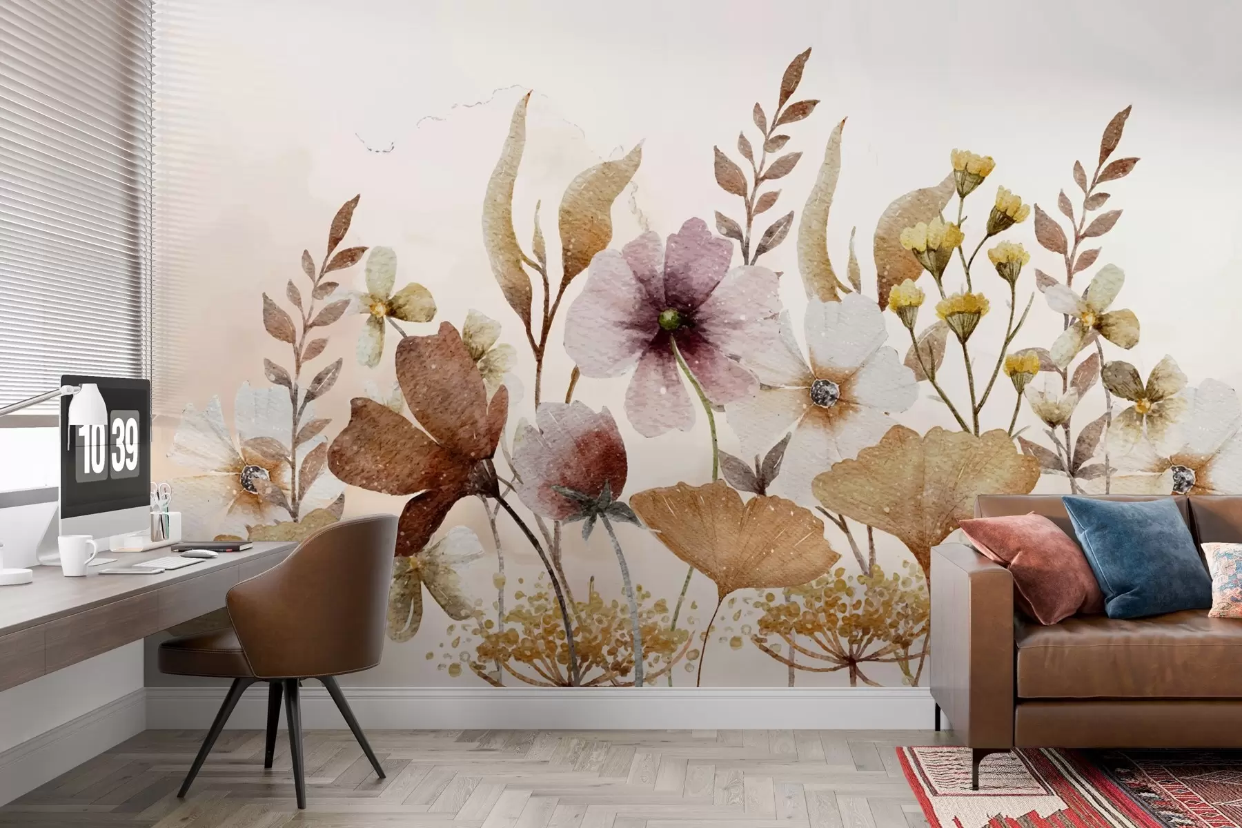 murales de pared composición de las flores silvestres w02808