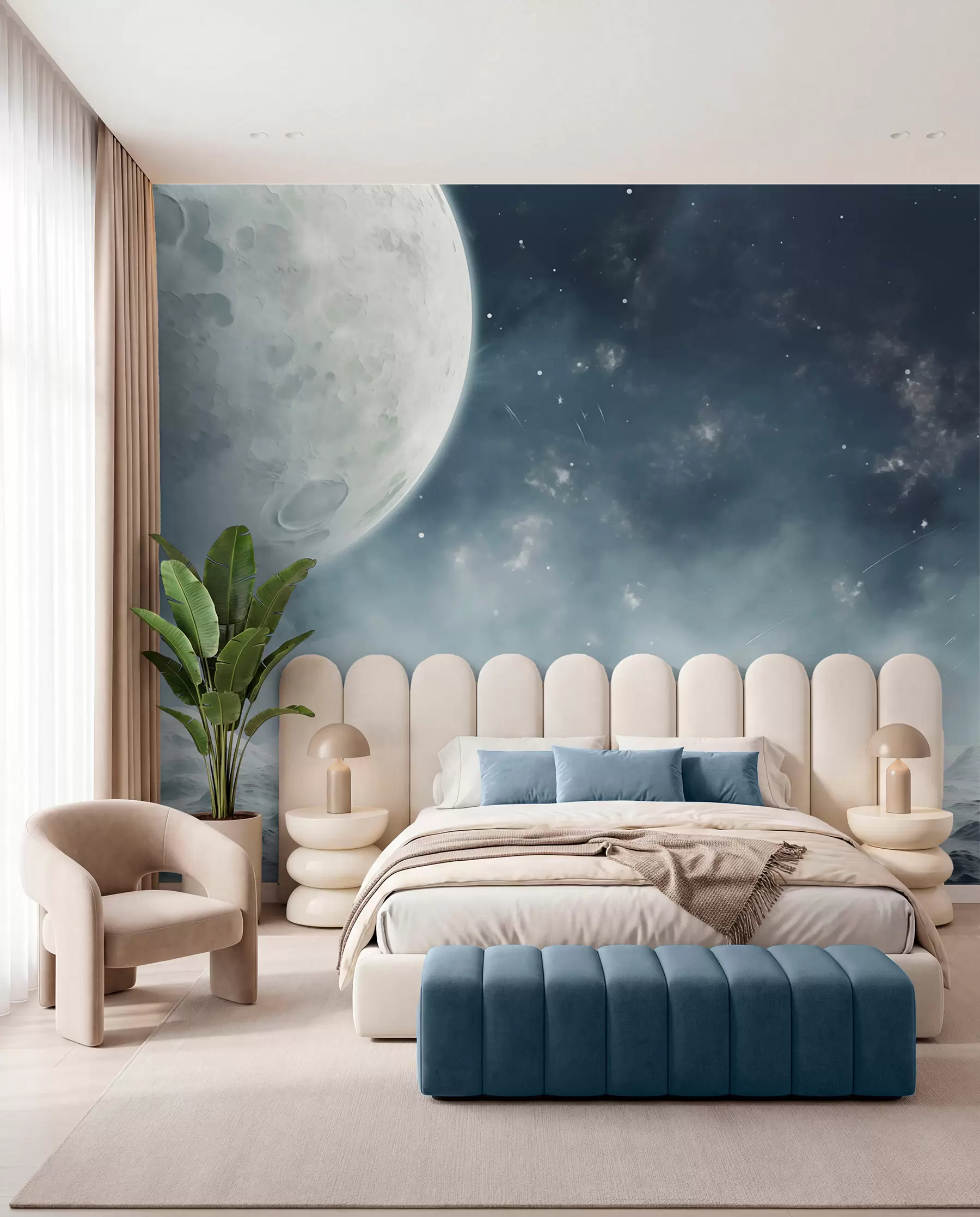 murales de pared Luna sobre cráteres en calma w02797
