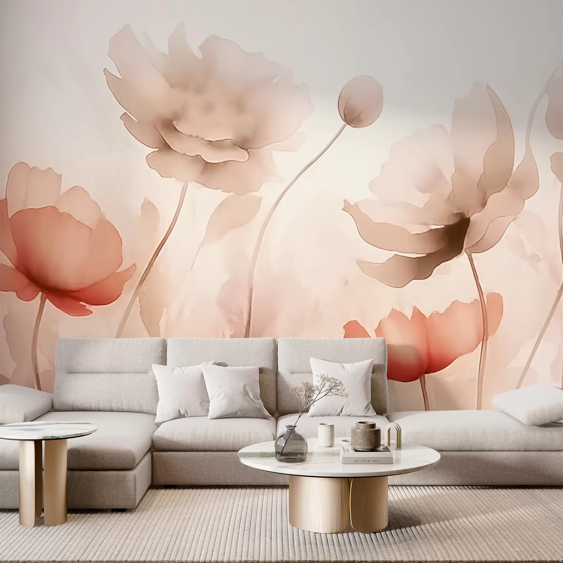 murales de pared Amapolas sobre las montañas w02820