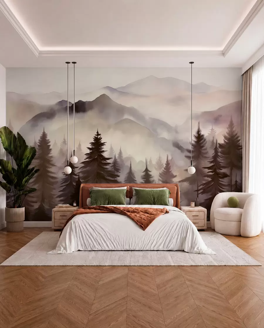 murales de pared Crestas malva al amanecer w08639v1