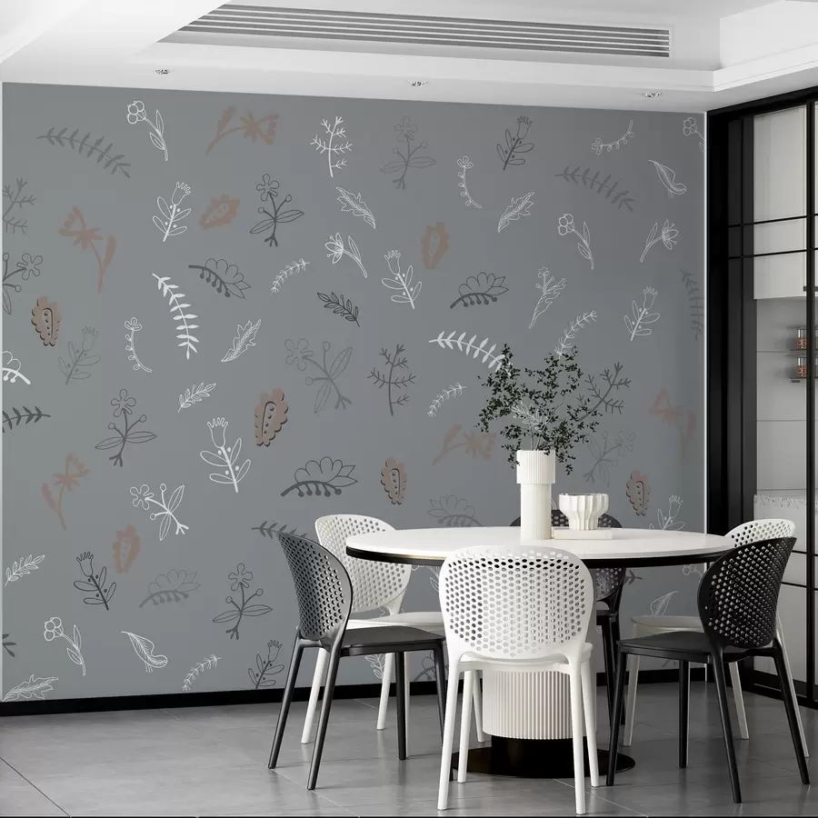 murales de pared Motivo floral apagado con tonos tierra w02776v2
