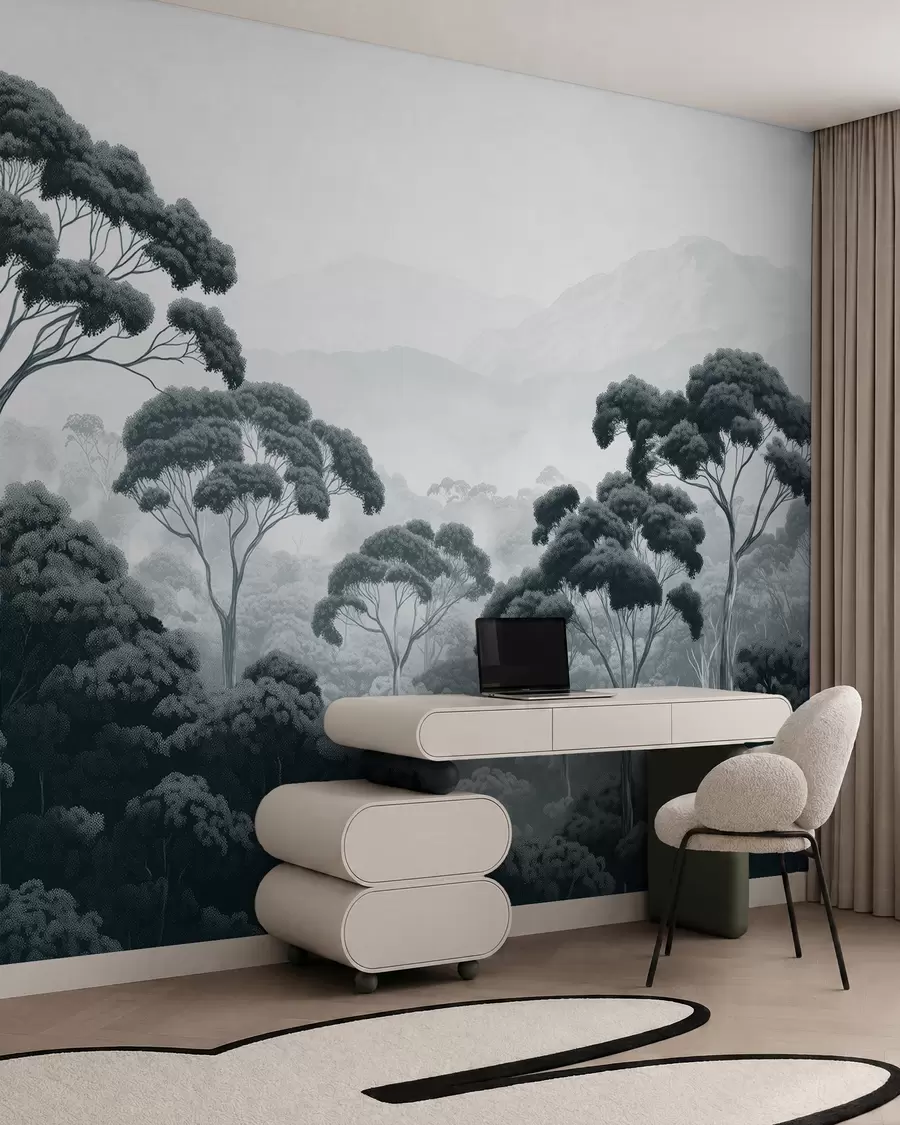 murales de pared Copas de árboles en grafito w02739