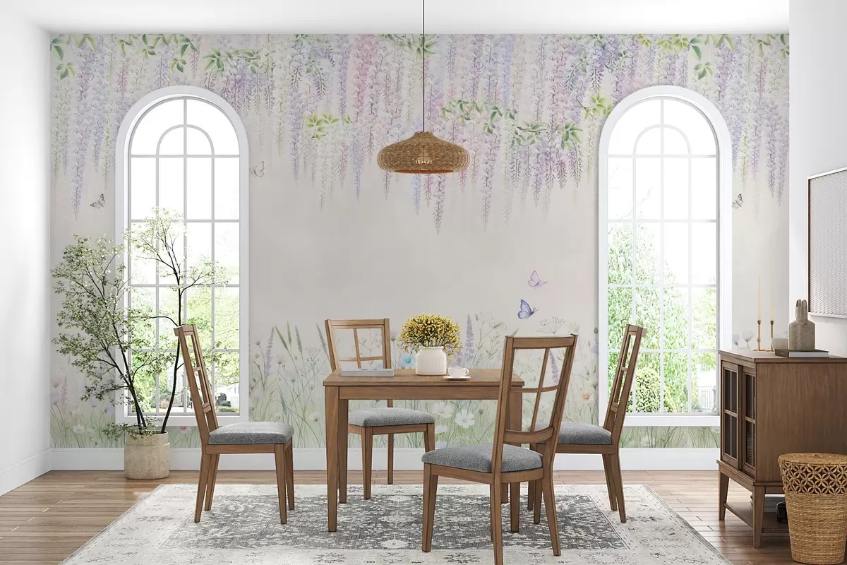 murales de pared Flores de glicinia colgantes w02644