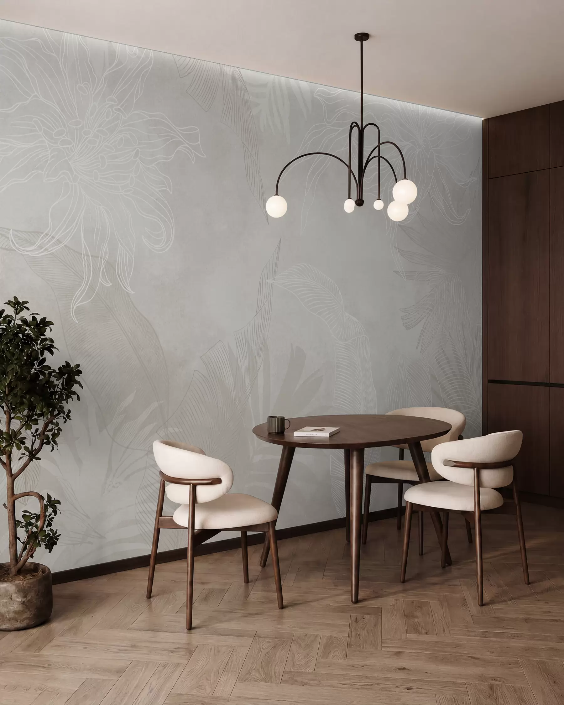 murales de pared Follaje tropical con efecto grunge w02737v1