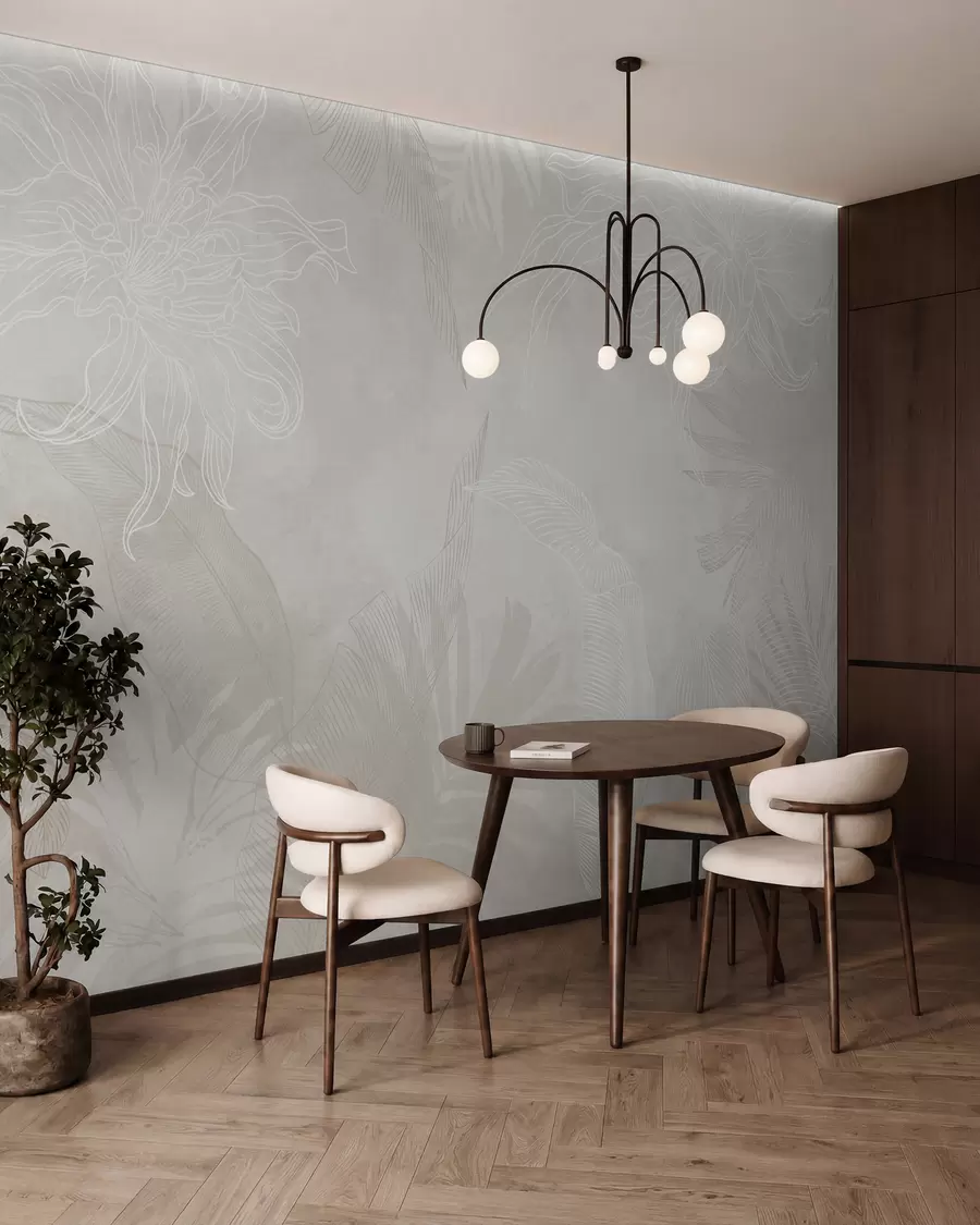 murales de pared Follaje tropical con efecto grunge w02737v1
