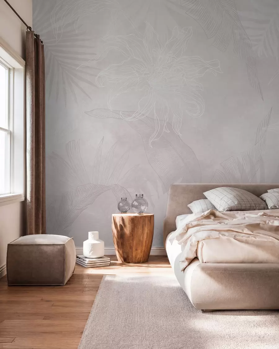 murales de pared Palmas en bruma rosa w02737v4