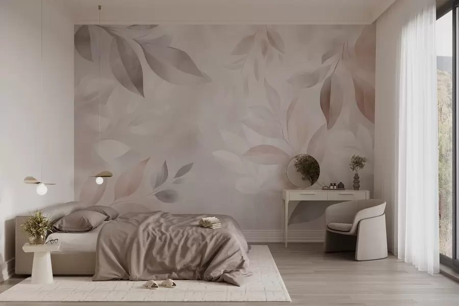 murales de pared Delicado follaje en colores pastel w02770