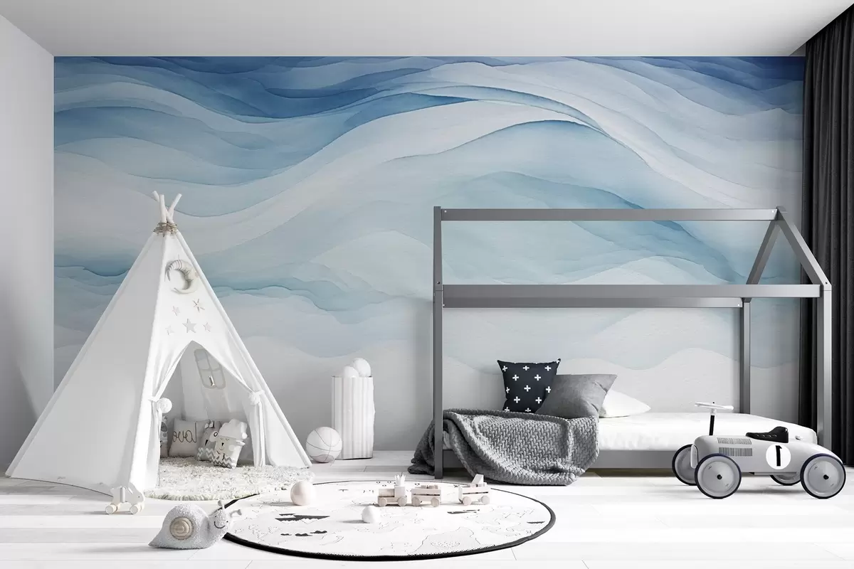 murales de pared Airy blue waves, abstracción w08654