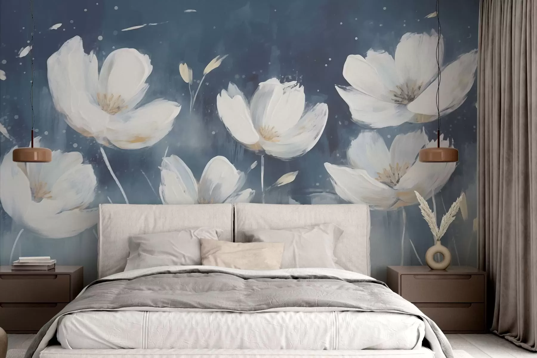 murales de pared Flores blancas y frágiles w02884