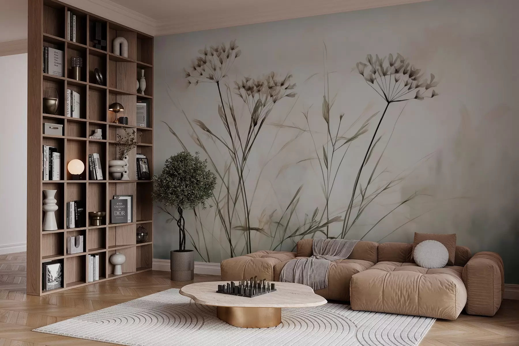 murales de pared Hierbas en estilo acuarela borrosa w02920