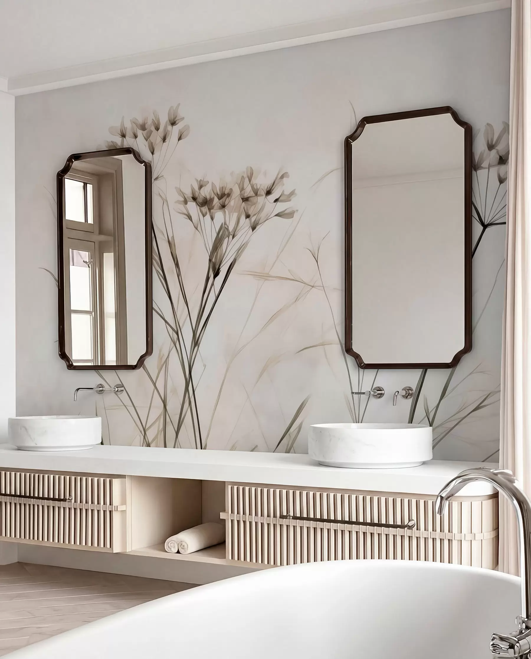murales de pared Hierbas en estilo acuarela borrosa w02920