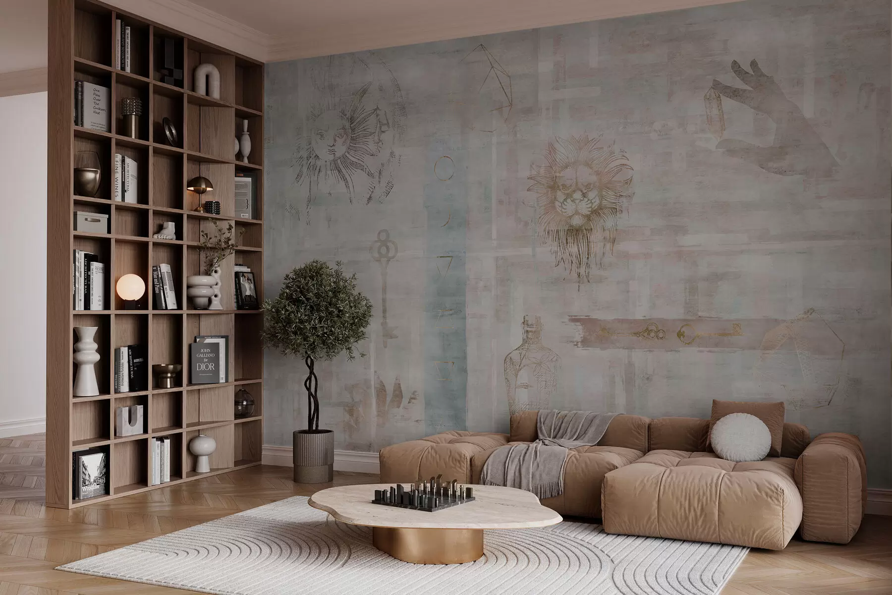 murales de pared Papel pintado de estilo grunge con motivos de estilo vintage w02131