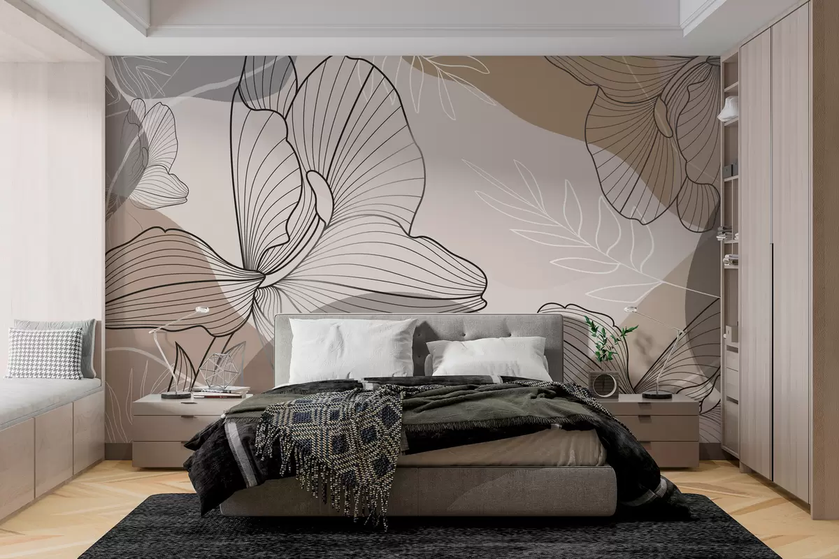 murales de pared Diseño floral vectorial en tonos pastel w02914