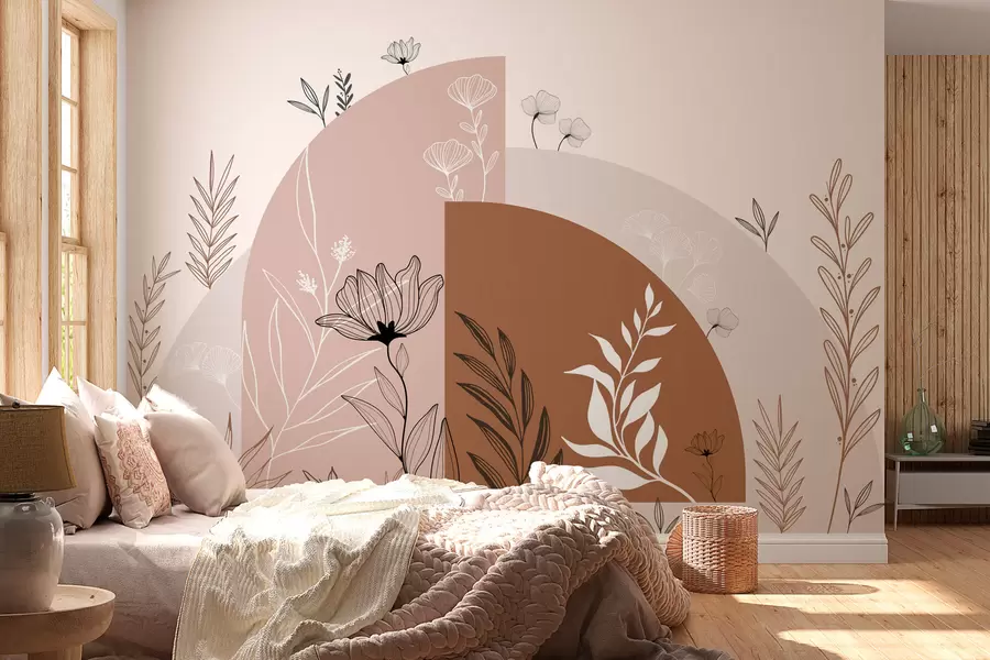 murales de pared Flores y arcos estilo boho w02933