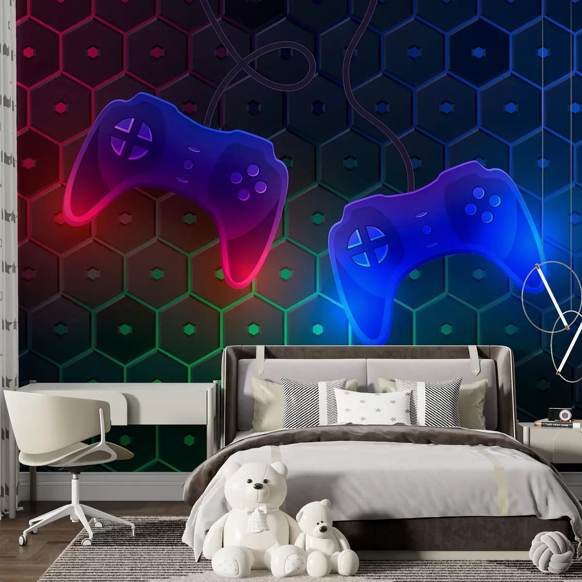 murales de pared Fondo de juego con joysticks en colores oscuros w02904