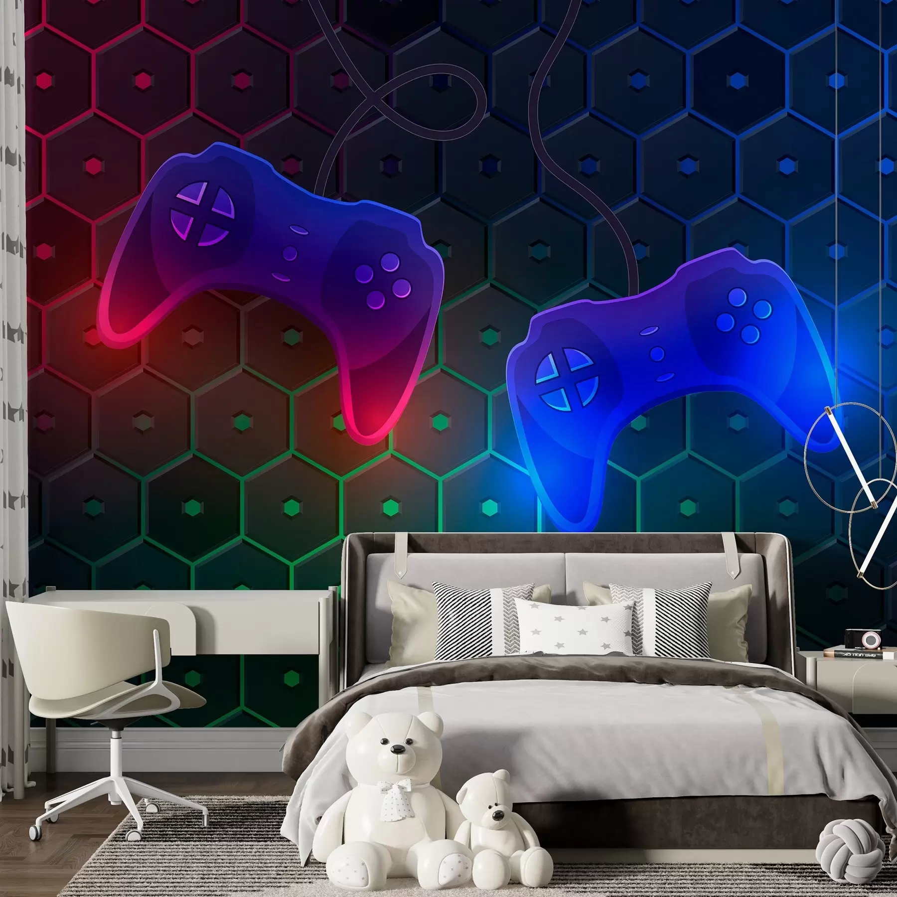 murales de pared Fondo de juego con joysticks en colores oscuros w02904
