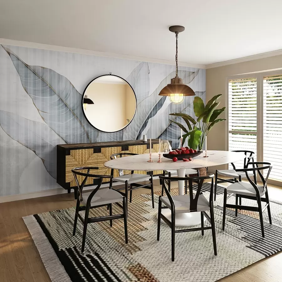 murales de pared Hojas grandes en la pared w02982