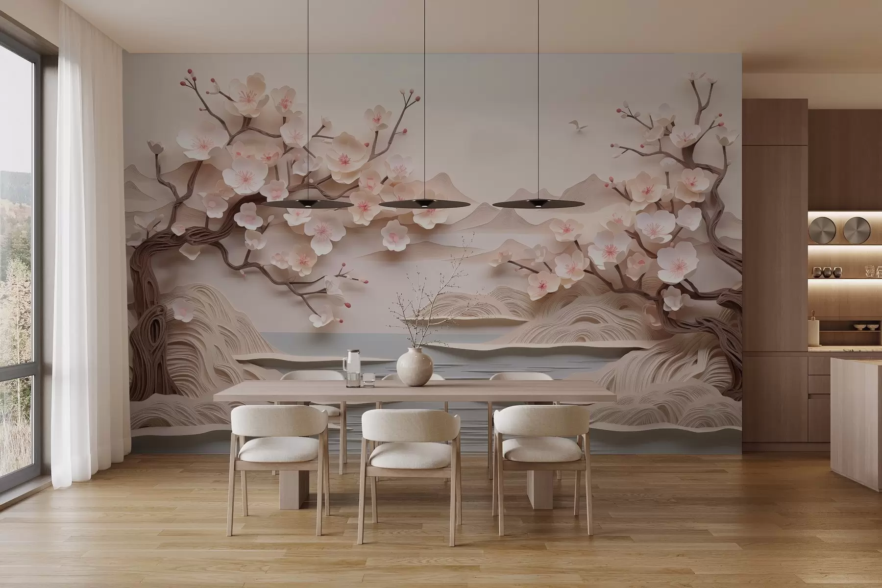 murales de pared Sakura abstracto w02990