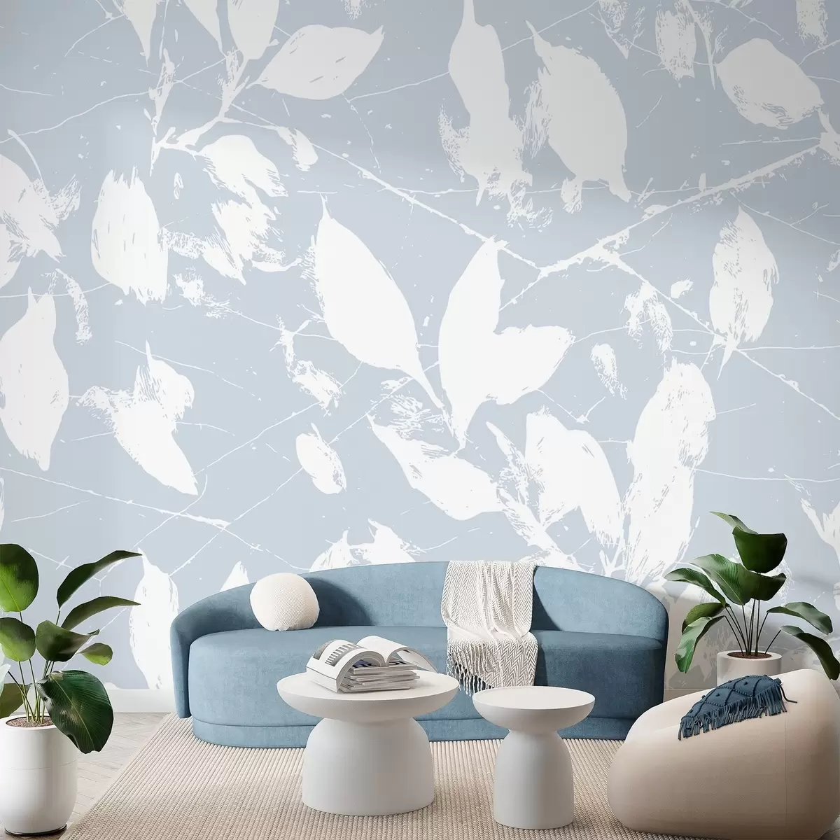 murales de pared Motivo minimalista de manchas blancas w02936v1
