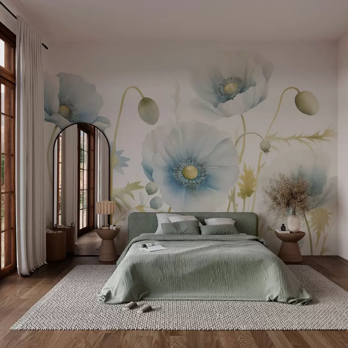 murales de pared Flores azules w03008