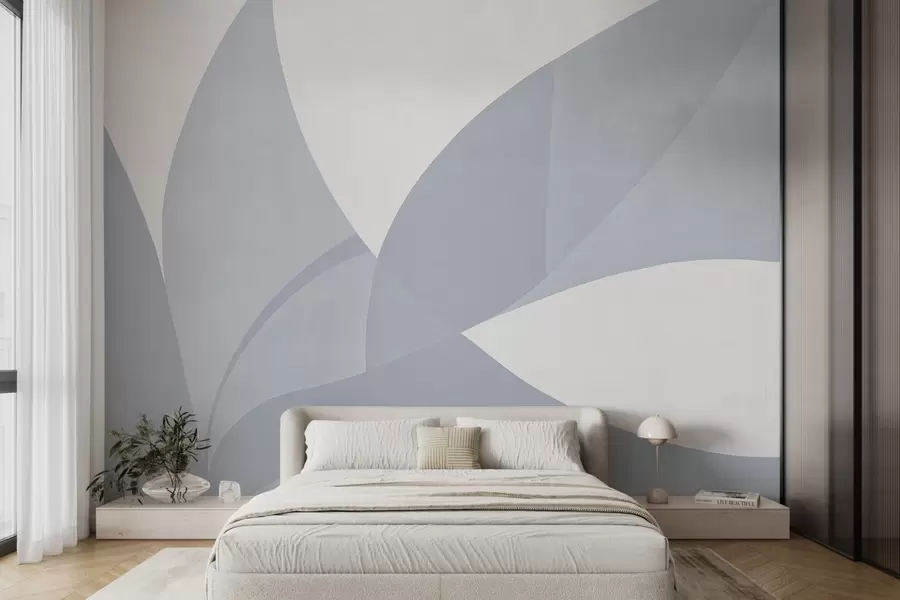murales de pared Arte abstracto minimalista en tonos azules w08711
