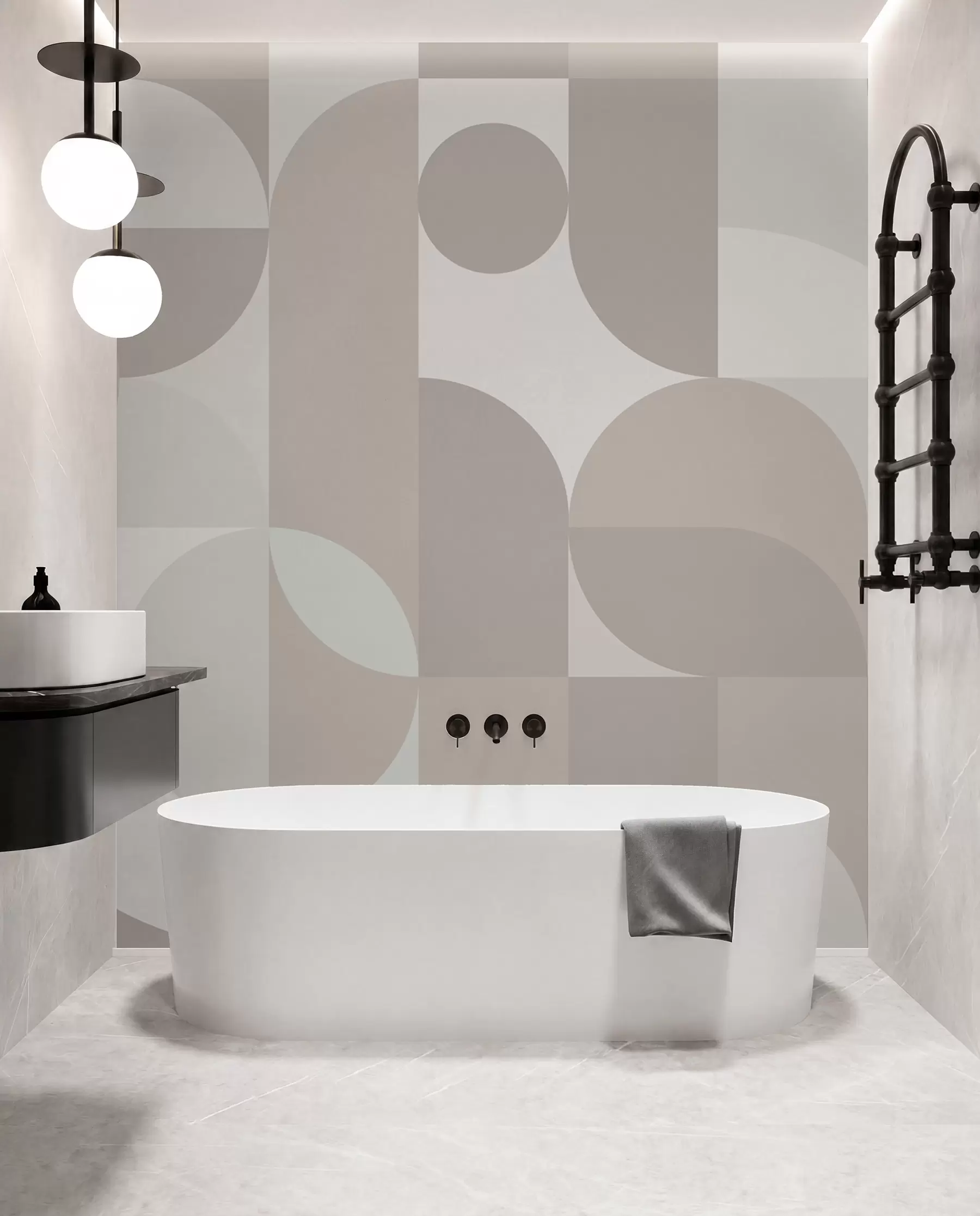 murales de pared Ritmo de formas redondas w03058