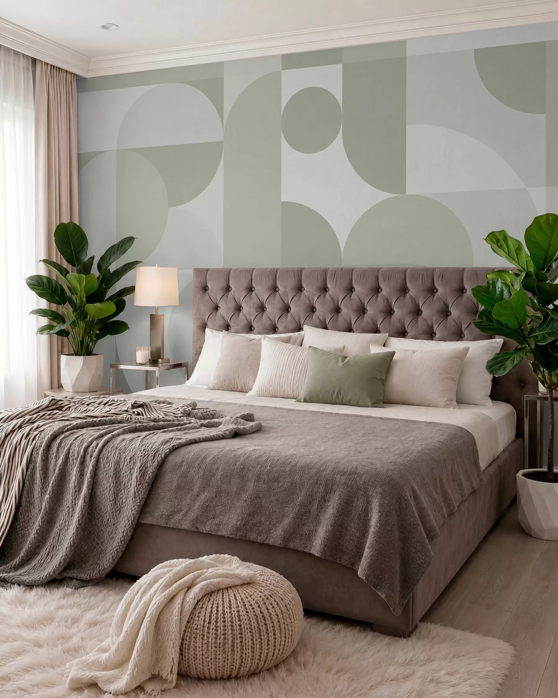 murales de pared Ritmo redondeado en salvia w03058v2