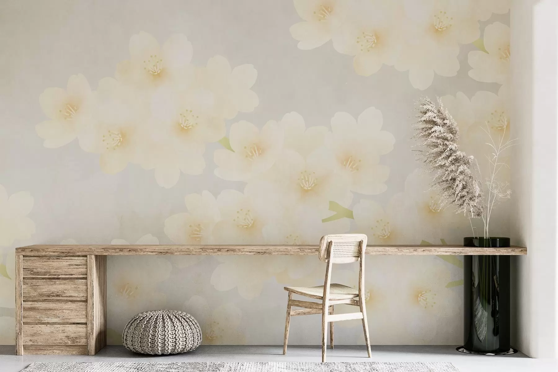 murales de pared Delicadas ramas con flores amarillas w03099v2