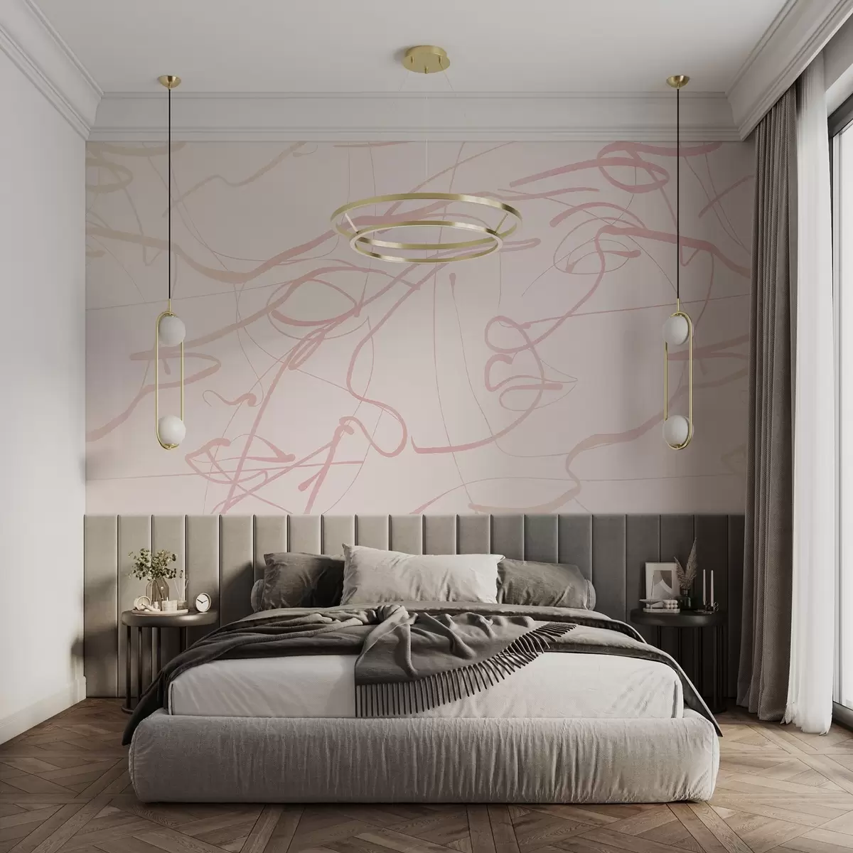 murales de pared Caras dibujadas con línea w08763