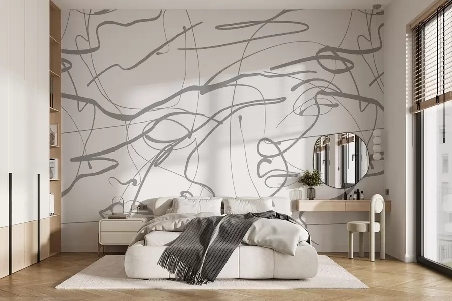 murales de pared Caras dibujadas con línea w08764v1
