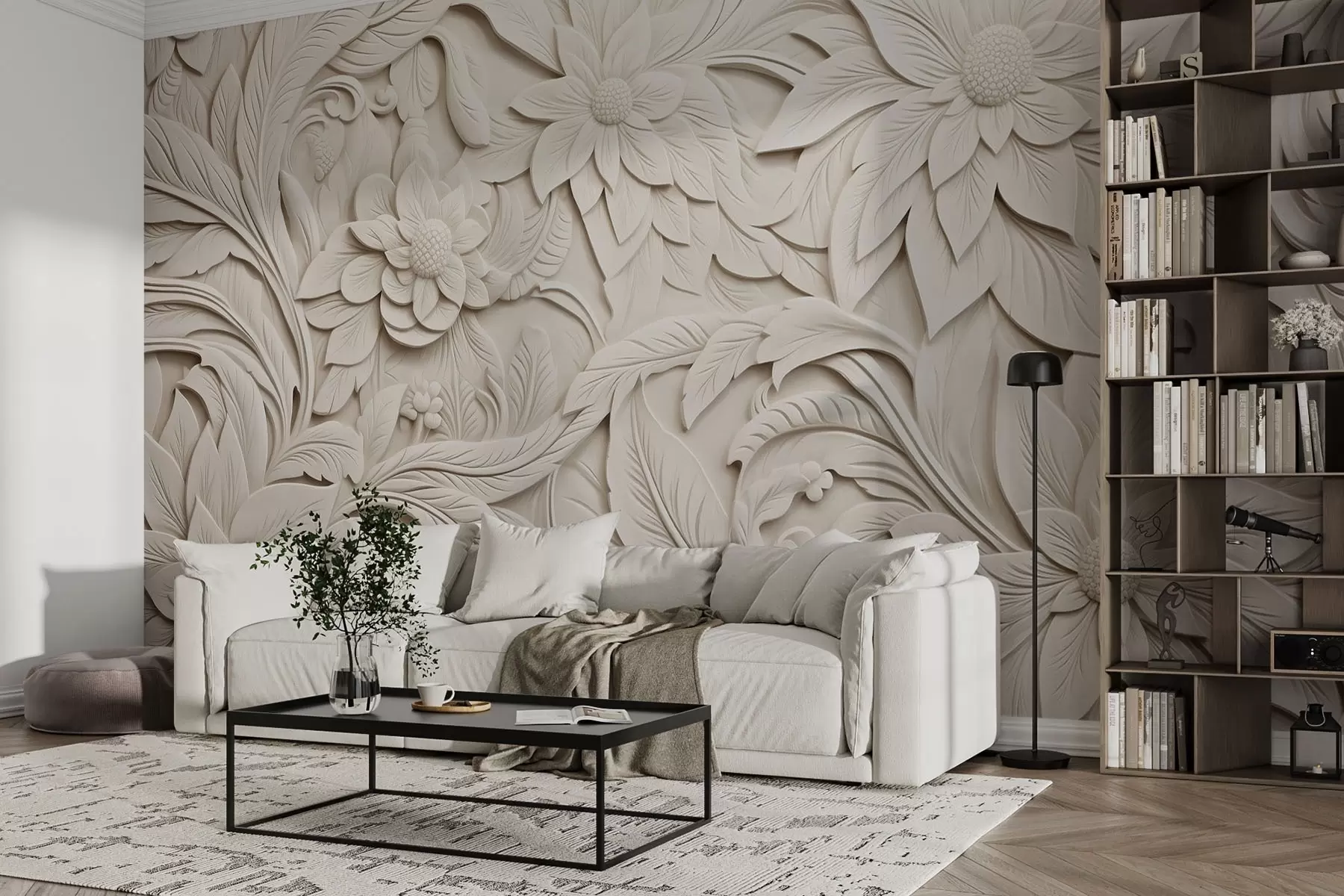 murales de pared Imitación de moldura en beige w08789